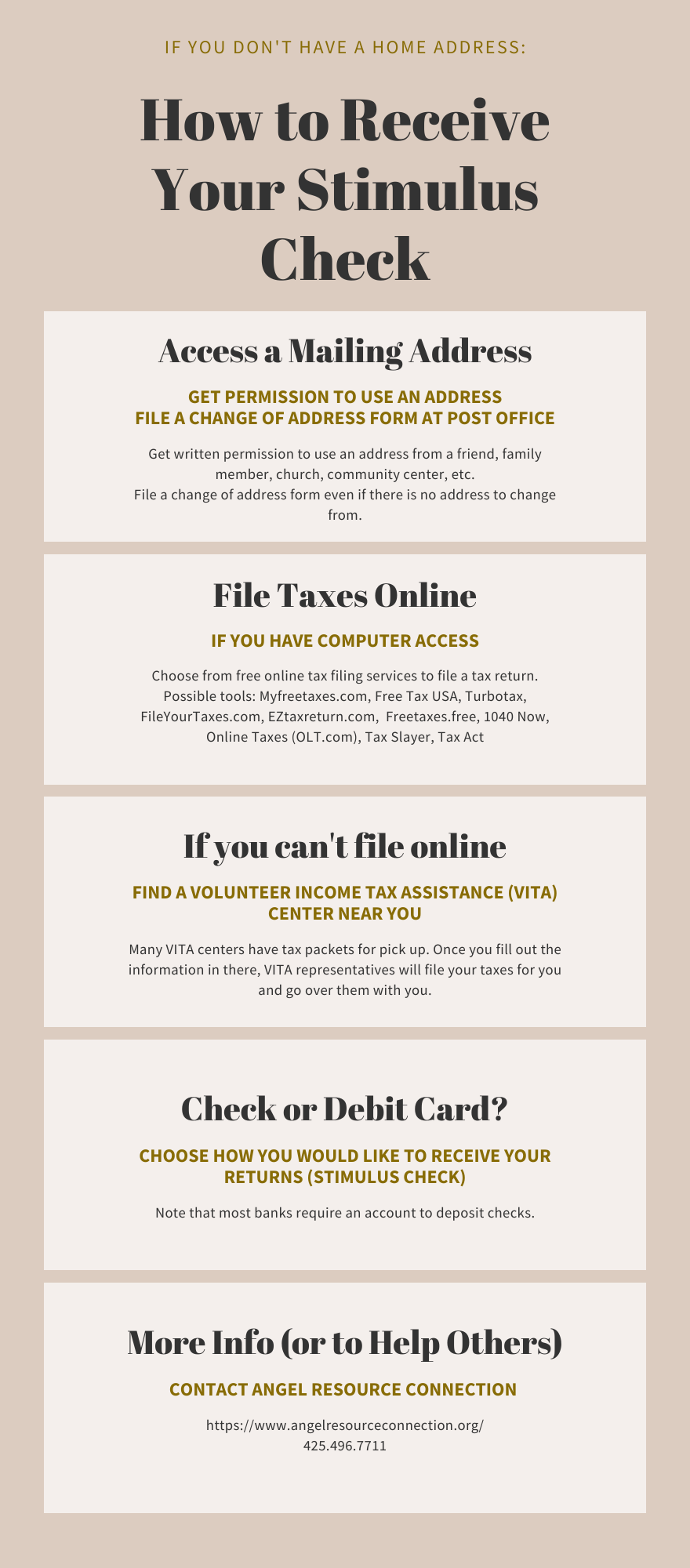 Infographic: How to Receive a Stimulus Check When Lacking a Home Address