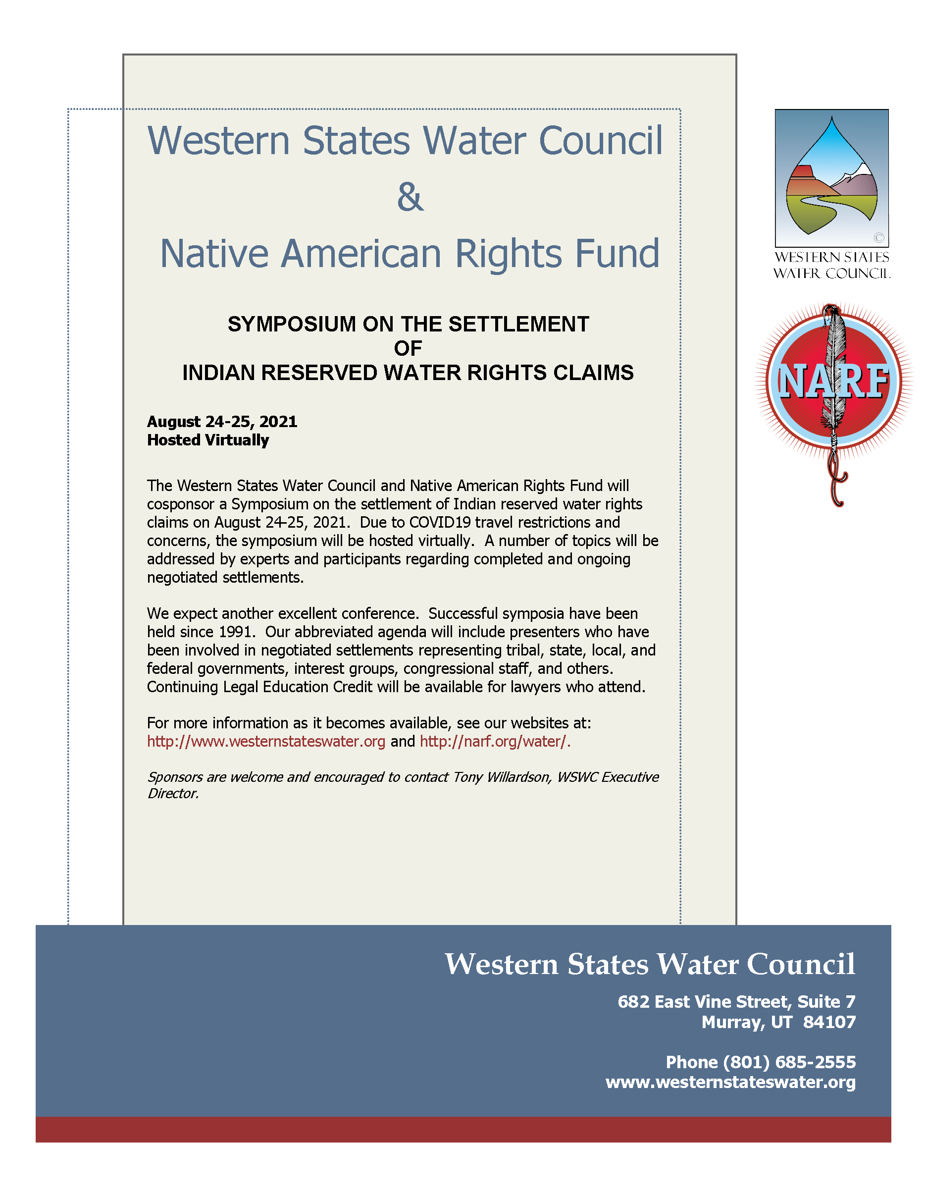 Flyer for the 2021 water symposium